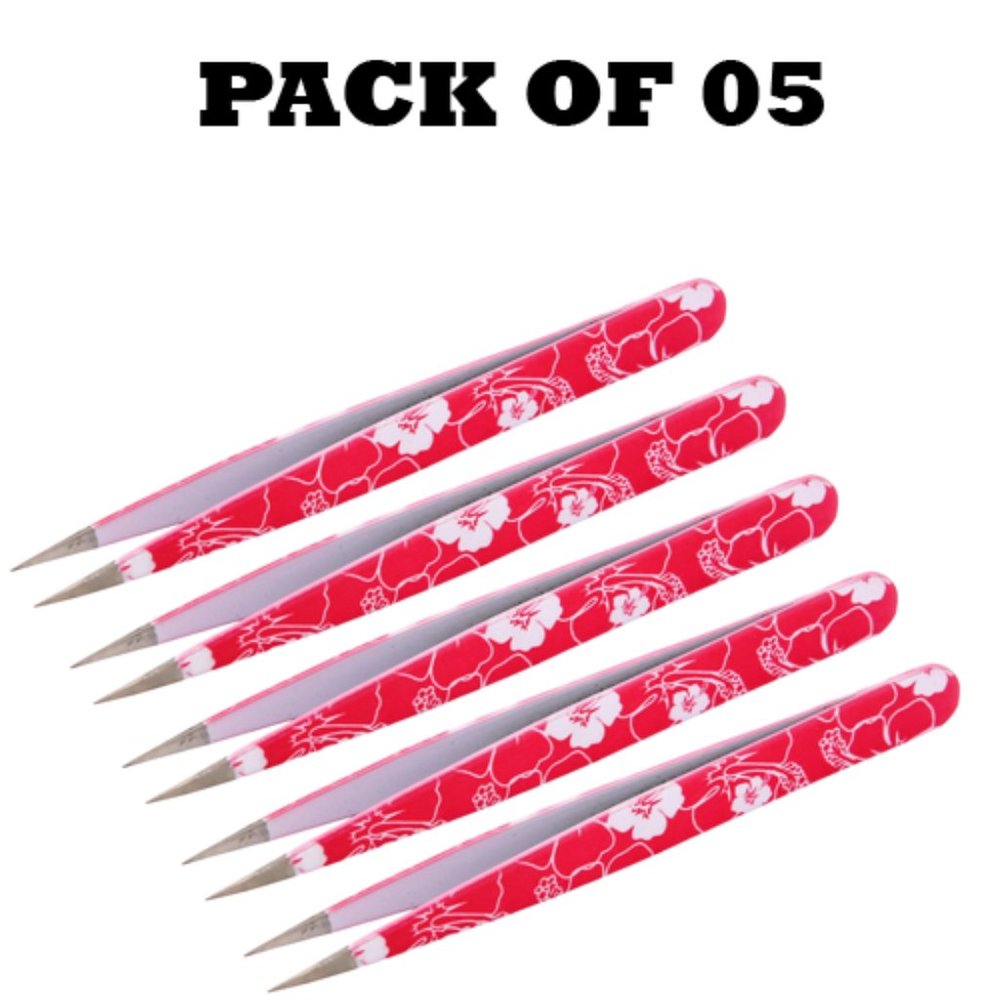 Forgica Professional Stainless Steel Paper Coated Tweezers Pack of 05